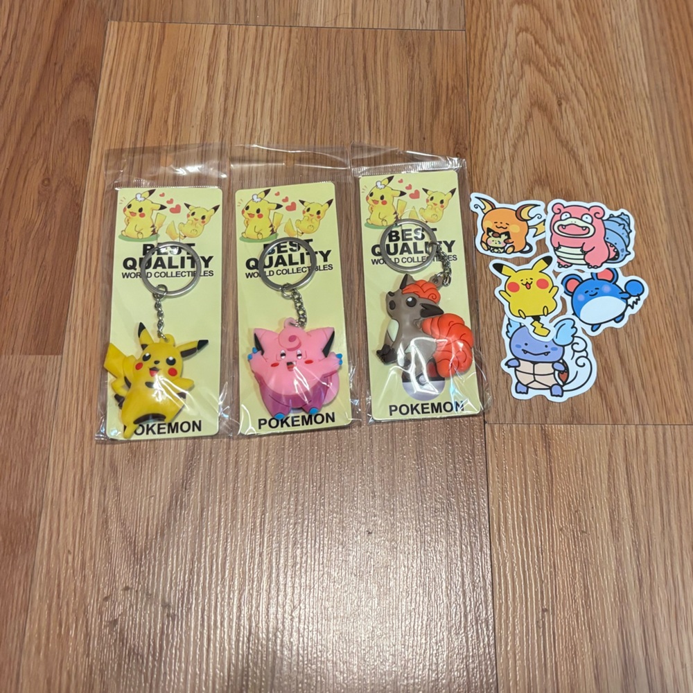 Pokemon Keychains and Stickers Set